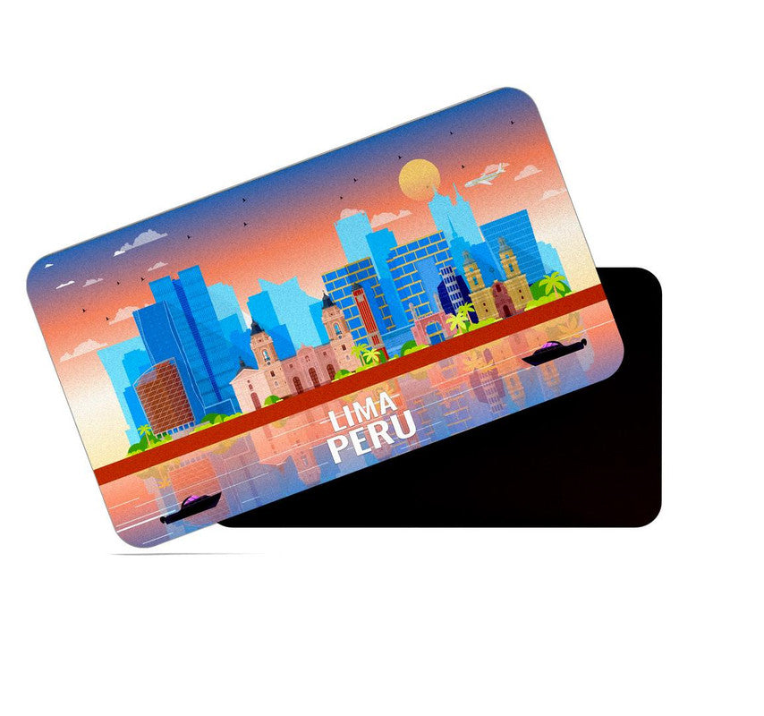 dhcrafts Rectangular Rubber Fridge Magnet / Magnetic Card Multicolor Peru Lima Design Pack of 1 (8.6cm x 5.4cm)